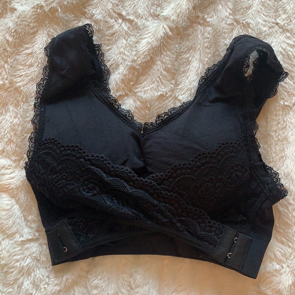Black lace soft bra top